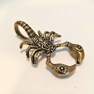 Awesome Brass Scorpion Figurine Small Pendant Only Detailed Design 2" L x 1" W